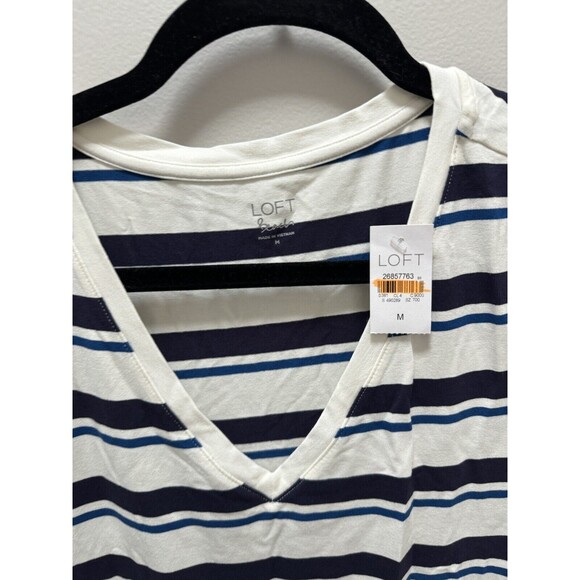 Loft Beach Striped Mini Ruched Shirt Dress Size Medium NWT - Picture 2 of 4